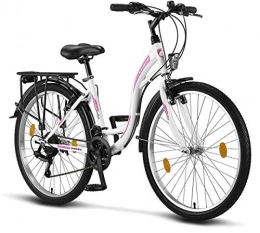 Licorne Bike City Licorne Bike Stella Premium City Bike in 26 Zoll - Fahrrad für Mädchen, Jungen, Herren und Damen - Shimano 21 Gang-Schaltung - Hollandfahrrad - Weiss