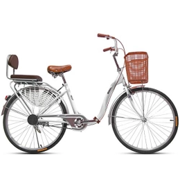 LJXiioo Fahrräder LJXiioo 24 / 26-Zoll-Strandkreuzer-Fahrrad für Frauen mit Sitz und Einkaufskorb, Single-Speed-Fixie-Rennrad, Leichter Rahmen für das Fahren in der Stadt, A, 26IN