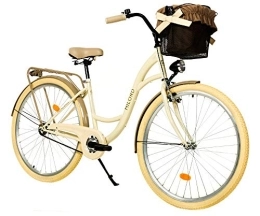 Milord Bikes City Milord. 28 Zoll 1-Gang Creme Braun Komfort Fahrrad mit Korb Hollandrad Damenfahrrad Citybike Cityrad Retro Vintage