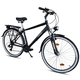 Generic Fahrräder Milord Trekking Fahrrad für Herren, Citybike, Aluminium, 28 Zoll, Schwarz, 21-Gang Shimano