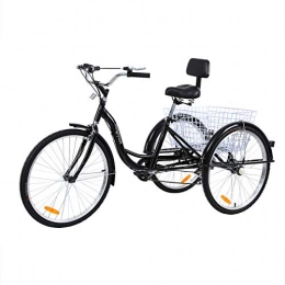 MuGuang City MuGuang Dreirad Für Erwachsene 26 Zoll 7 Geschwindigkeit 3 Rad Fahrrad Dreirad mit Korb(schwarz)