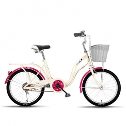NYPB Fahrräder NYPB Praktisches Cityfahrrad für Frauen, ab 150 cm(20inch) Damen-Citybike mit Rücktrittbremse Citybike mit Korb Bequemes Kissen Halber Bremshebel aus Aluminium, Ivory White 16inch