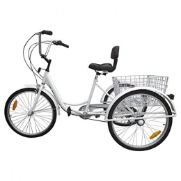 Paneltech 24 " 6 Geschwindigkeiten Zahnräder 3 Rad Fahrrad für Erwachsene Adult Tricycle Comfort Fahrrad Outdoor Sports City Urban Fahrradkorb inklusive (Weiß)
