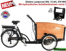 Plezier Fahrräder Plezier E Elektro-Transportfahrrad / lastenrad 7 Gang schwarz-braun mit hydraulischen Scheibenbremsen vorne