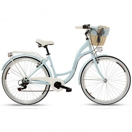 Polbaby Fahrräder PolBaby Frauen Citybike Goetze Mood 28 ″ 7-Gang-Fahrrad Weidenkorb-Blau