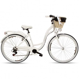 Polbaby Fahrräder PolBaby Frauen Citybike Goetze Mood 28 ″ 7-Gang-Fahrrad Weidenkorb-Weiß