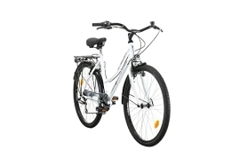 Multibrand Distribution City Probike 26 Zoll City Fahrrad Urban Cityräd Shimano 6-Gang Damen, Herren, Mädchen, geeignet ab 155 cm - 175 cm (Weißer Glanz)