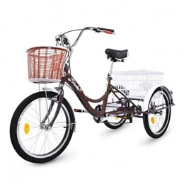 Riscko Fahrräder Riscko Dreirad für Erwachsene mit Zwei Körben, Kaffeebraun
