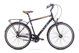 ROMET Fahrräder Romet Art Noveau 3 Stadtfahrrad Citybike 26 Zoll Shimano Aluminium Rahmen 3 Gang Retro-Design Schwarz / Orange