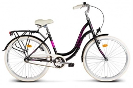ROMET Fahrräder Romet ORION Stadtfahrrad Citybike 26 Zoll Shimano Aluminium Rahmen 1 Gang Retro-Design Schwarz
