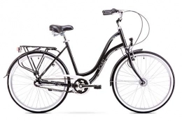 ROMET Fahrräder Romet POP ART City Bike 26 Zoll Stadtfahrrad Fahrrad Citybike Cruiser Hollandrad Shimano 3 Gang 19 Zoll Aluminium Rahmen schwarz