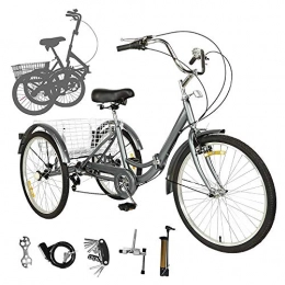 Sehrgo Fahrräder Sehrgo Dreirad für Erwachsene, 20 Zoll Fahrrad mit 7-Gang Cityräder mit Warenkorb Raumsgrau
