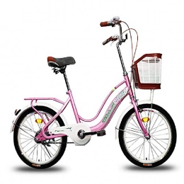 TSTZJ Fahrräder TSTZJ Die Frauen Hybrid Pendler Bike 20" Frame Mode Dame beilufig Fahrrad Fahren Erwachsener Fahrrad Retro-Fahrrad mit Korb, pink-20 (inch)
