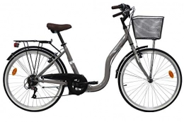 VTC Fahrräder VTC Trekkingrad 26 Zoll (66 cm), Damen, Montana, Grau – 6 Gänge, mit Drehgriff, komplette City-Ausrüstung