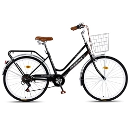 Winvacco 24/26 Zoll Premium City Bike, Fahrrad für Mädchen, Jungen, Herren und Damen -7 Gang-Schaltung,Black-24inch
