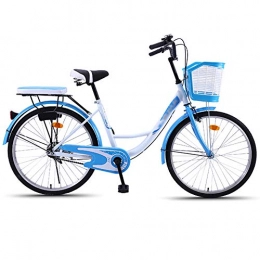WN-PZF Fahrräder WN-PZF 1-Gang-Rad, Damen Bicycle Commuter Transport, Unlegierter Stahlrahmen + + Glocken Vorderer Korb + Hutablage + Stoßdämpfung, Blau, 24 inch