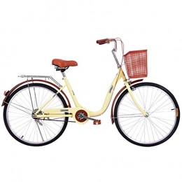 YNLRY Damen-Fahrrad für Erwachsene, 61 cm, mit Vorderrahmen, Karbonstahl, Retro-Rahmen, Straßen-Pendler, Einkaufskorb (Farbe: Grün, Größe: 55,9 cm)