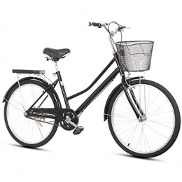 ZHOUZJ Fahrräder ZHOUZJ Damenfahrrad, 24 Zoll Fahrrad-Licht, 26 Zoll Mdchen-Damen-Citybike, Retro-Design, Kinderfahrrad, Schwarz, 24