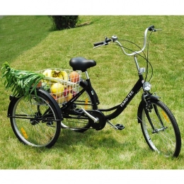 ZNL FANO-TEC Dreirad Für Erwachsene Lastenfahrrad Erwachsenendreirad Seniorenrad 24" 6-Gang-Schaltung Shimano FT-7009 Schwarz