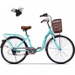 ZZD Fahrräder ZZD 24-Zoll City Comfort Bike für Frauen, 6-Gang Beach Cruiser Bike für Jugendliche und Erwachsene, gefederte Sattelstütze Ideal für Freizeitsportler und leichte Sportler