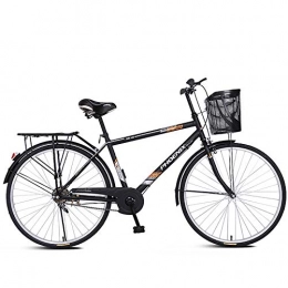 ZZD City ZZD 26-Zoll-City-Pendlerfahrräder für Herren und Damen, Bequeme Fahrräder aus Kohlenstoffstahl mit Doppelbremsen und dicken Reifen für das Radfahren im Freien, Matte Black