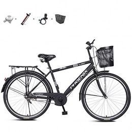 ZZD Fahrräder ZZD 26-Zoll-Citybike für Herren und Damen, Rennrad aus Kohlenstoffstahl mit verstärktem Rücksitz und Doppelbremsen für Fahrten im Freien, Matte Black