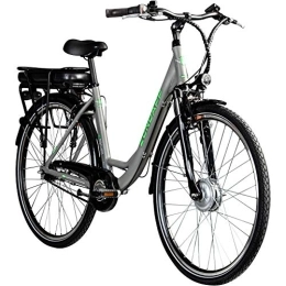 Zündapp City ZÜNDAPP E-Bike 700c Damenrad Pedelec 28 Zoll Z502 E Citybike Hollandrad Fahrrad (grau / grün ohne Korb)