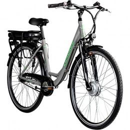 Zndapp City Zündapp E-Bike 700c Damenrad Pedelec 28 Zoll Z502 E Citybike Hollandrad Fahrrad (grau / grün ohne Korb)