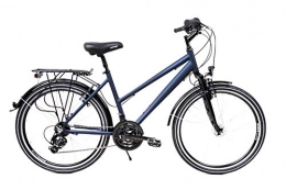 SPRICK Fahrräder 26 Zoll Alu Fahrrad Damen Trekking Bike Shimano 21 Gang Nabendynamo Gepäckträger StVZO blau