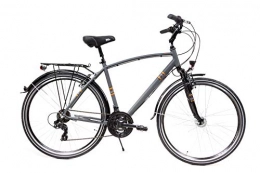 Unbekannt Fahrräder 28 Zoll Alu Herren Trekking Bike Shimano 21 Gang Nabendynamo Gelsattel matt grau