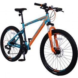 KRON Cross Trail und Trekking KRON XC-100 Hardtail Aluminium Mountainbike 29 Zoll, 21 Gang Shimano Kettenschaltung mit Scheibenbremse | 18 Zoll Rahmen MTB Erwachsenen- und Jugendfahrrad | Blau & Orange