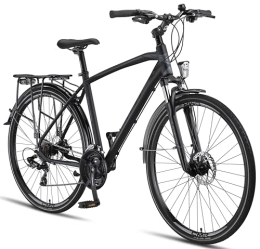 Licorne Bike Fahrräder Licorne Bike Premium Touring Trekking Bike in 28 Zoll Aluminium Scheibenbremse Fahrrad für Jungen, Mädchen, Damen und Herren - 21 Gang-Schaltung - Mountainbike - Crossbike (Herren, Schwarz)