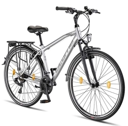 Licorne Bike Fahrräder Licorne Bike Premium Trekking Bike in 28 Zoll - Fahrrad für Herren, Jungen, Damen und Herren - 21 Gang-Schaltung - Herren Citybike - Männerfahrrad - Life M-V-ATB - Grau / Schwarz