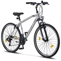 Licorne Bike Fahrräder Licorne Bike Premium Trekking Bike in 28 Zoll - Fahrrad für Jungen, Mädchen, Damen und Herren - 21 Gang-Schaltung - Herrenfahrrad - Jungenfahrrad - Life M-V - Grau / Schwarz