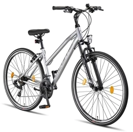 Licorne Bike Fahrräder Licorne Bike Premium Trekking Bike in 28 Zoll - Fahrrad für Jungen, Mädchen, Damen und Herren - Shimano 21 Gang-Schaltung - Mountainbike - Crossbike - Life-L-V - Grau / Schwarz