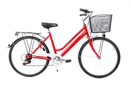 SPRICK Fahrräder Sprick 26 Zoll Damen Trekking Fahrrad Bike Shimano 6 Gang mit Korb rot
