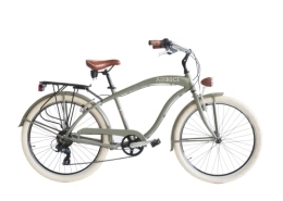AIRBICI Fahrräder AIRBICI Cruiser-Fahrrad für Herren, 66 cm (26 Zoll), Grün, für Kinderwagen, 66 Gänge, Aluminiumrahmen, Schutzbleche, LED-Leuchten und Gepäckträger