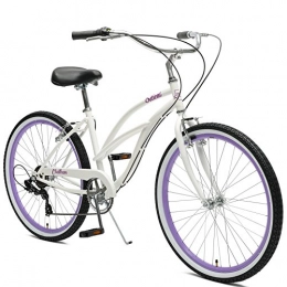 Critical Cycles Fahrräder Critical Cycles Damen Chatham Women's Beach Cruiser Seven Speed, White und Orchid, White & Orchid, One Size