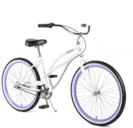 Critical Cycles Fahrräder Critical Cycles Damen Chatham Women's Beach Cruiser Three Speed, White und Orchid, White & Orchid, One Size
