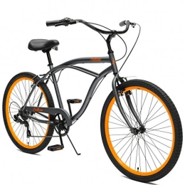 Critical Cycles Fahrräder Critical Cycles Herren Chatham Men's Beach Cruiser Seven Speed, Graphite w / Orange, Matte, One Size