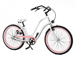 3GBikes Fahrräder Cruiser 26" Lady Basic weiß mit rosa Felgen, Damenrad