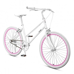 ZXQZ Fahrräder Cruiser Bikes, 24 Zoll Beach Bike für Frauen, Klassischer Retro-Fahrradfahrer, Bequemes Pendlerfahrrad für Freizeitpicknickausflüge (Color : White)