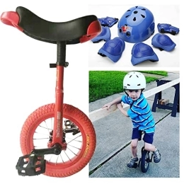 HWBB Fahrräder HWBB Einrad Mini 12" Zoll Rad Einrad mit Einem Satz Schutzausrüstung, Einsteiger Kinder Einräder mit Bequemem Auslösesattelsitz (Color : Red, Size : Blue Protective Gear)