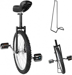 LXLH Fahrräder LXLH Einrad, höhenverstellbar Skidproof Mountain Tire Balance Radsportübung, mit Einradständer, Rad Einrad, schwarz, 16 Zoll