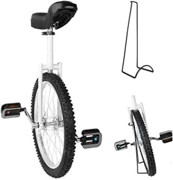 LXLH Fahrräder LXLH Einrad, höhenverstellbare, rutschfeste Mountain Tire Balance-Radsportübung, mit Einradständer, Rad-Einrad, Weiß, 16 Zoll