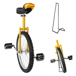 Triclicks Fahrräder Triclicks Einrad 20 Zoll höhenverstellbar Sattelstütze Balance Radfahren Heimtrainer Fahrrad mit Skidproof Mountain Reifen + Einradständer für Anfänger und Profis Unisex(Gelb)