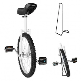 Triclicks Einräder Triclicks Einrad 20 Zoll höhenverstellbar Sattelstütze Balance Radfahren Heimtrainer Fahrrad mit Skidproof Mountain Reifen + Einradständer für Anfänger und Profis Unisex(Weiß)