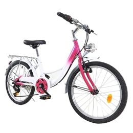 WOQLIBE Einräder WOQLIBE Kinderfahrrad 20 Zoll 6-Gang Fahrräder Rosa Jugendliche Fahrrad Bike Citybike für 110-140 cm mit Lampe
