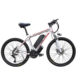 TAOCI Fahrräder 1000W Elektrofahrrad, 26-Zoll E-MTB mit 48V 13Ah Wechselakku, Shimano 21 Gang Getriebe, Höchstgeschwindigkeit: 45km / h, 3 - Fahrmodi, Mountainbike Ebike für Pendlerreisen (White Red, 1000W)