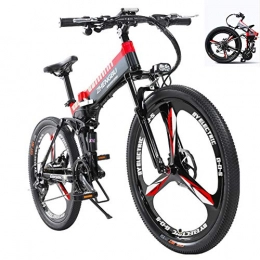 SPEED Fahrräder 26"Elektrisches Mountainbike Faltbare Doppelscheibenbremse für Erwachsene und Vollfederung 48V14.5Ah400W Verstellbarer Sitz Aluminiumlegierung Rahmen Smart LCD Meter 27 Geschwindigkeit Black+Red